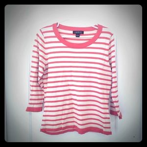 August Silk orange/cream striped top sz L